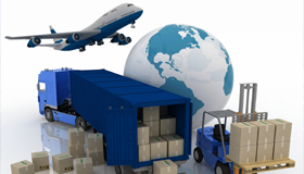 In this image you can a airplane, truck and globe that can show a international relocation service by The Express Cargo Packers and Movers in Delhi.